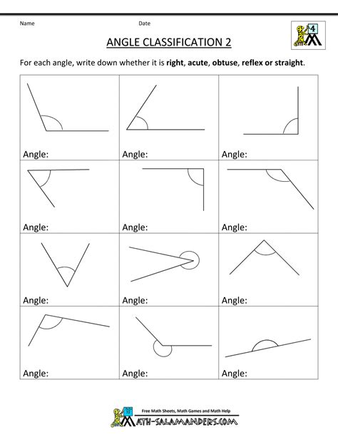 Acute Obtuse And Reflex Angles Worksheet - Janel Star