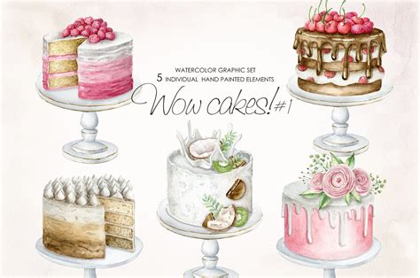 Watercolor birthday cake clipart. Logo Cake Design. (877307 ...