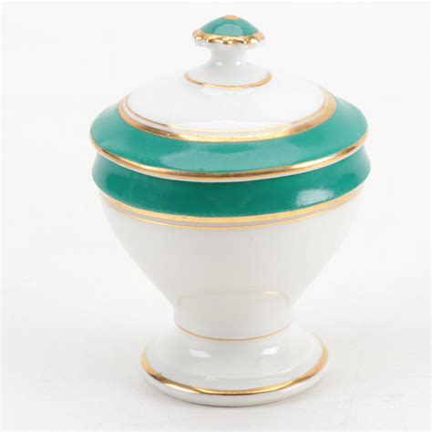 Paris Porcelain Green Banded Pot de Creme, 1860 | EBTH