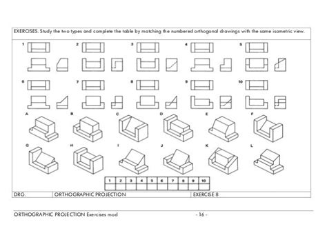 Orthographic projection exercises | Orthographic projection ...