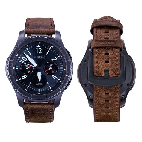 iBazal Gear S3 Watch Band 46mm, Gear S3 Frontier/Classic Bands 22mm Genuine Leather Bands ...