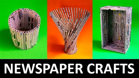 3 AMAZING ROLLED NEWSPAPER CRAFTS - EASY DIY PAPER CRAFTS - YouTube