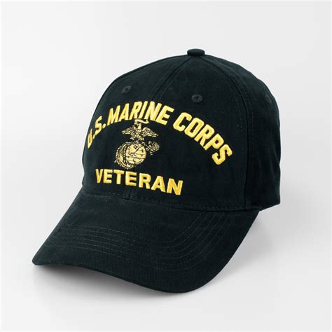 Marine Corps Veteran Hat | Marine Corps Veteran w Emblem Black Hat