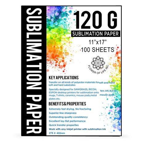 Buy Sublimation Paper Size A3 11x17 Inches - 100 Sheets - 120 GSM - Compatible with Any Inkjet ...