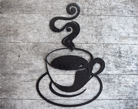 Coffee Cup Wall Art Pair Metal Wall Decoration Steaming - Etsy