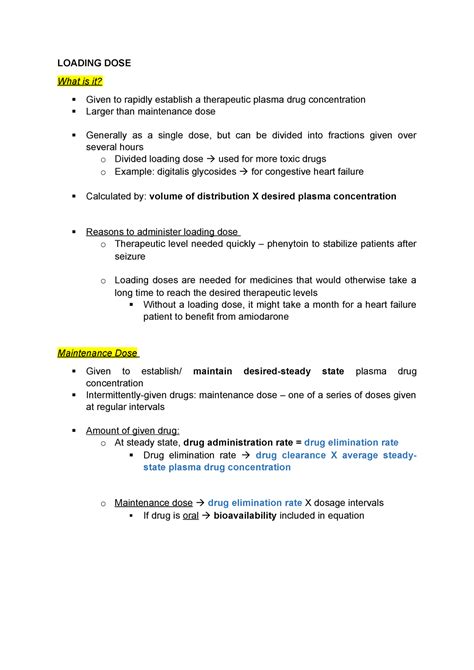 Loading Doses - Lecture notes 7 - LOADING DOSE What is it? Given to ...