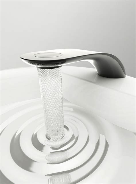 Modern water-saving bathroom faucet featuring elegant flow with beautiful swirls – Vuing.com