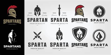 Set Bundle of Spartans Logo Vintage Vector, Illustration Design of Weapon Spear Sparta Logo ...