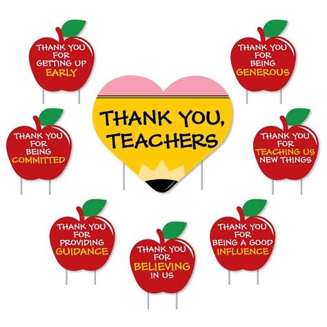 thank you teachers with apples and pencils in the shape of a teacher's ...