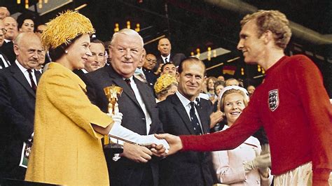 Photo by unknown in 1966 of Queen Elizabeth II presenting the World Cup ...