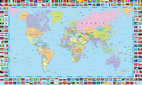 The World Map With Their Flags Poster Zazzle World Ma - vrogue.co