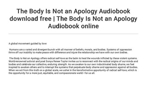 The Body Is Not an Apology Audiobook download free | The Body Is Not