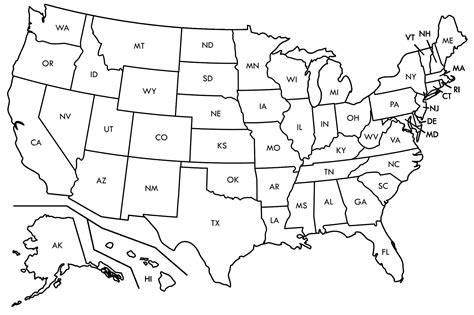 Blank Map Of Us States Printable