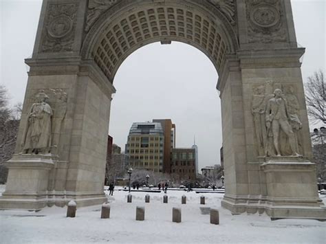 Washington Square: Wintry Perfection in the Snow - Plus NYPD Trailer Moved, Mounds Off-Limits ...