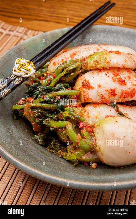 Spicy radish kimchi Stock Photo - Alamy