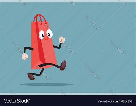 Funny shopping bag cartoon character running Vector Image