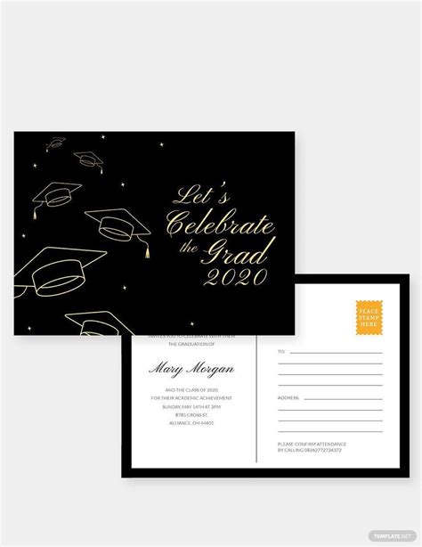 Graduation Invitation Postcard Template in Pages, PSD, Publisher ...