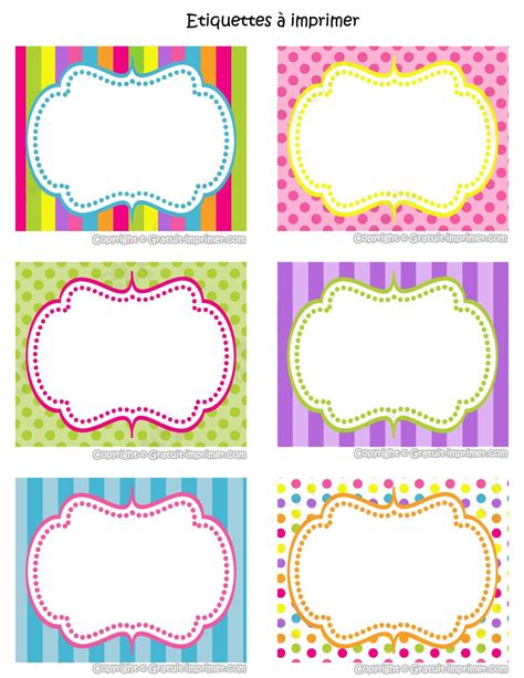 jolies couleurs | Printable label templates, Diy candy, Printable labels