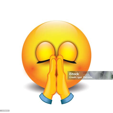 Praying Emoji Folded Hands Emoticon Vector Illustration Stock ...