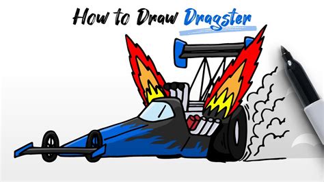 How to Draw a Dragster (Drag Racing - fastest car in the world) easy ...