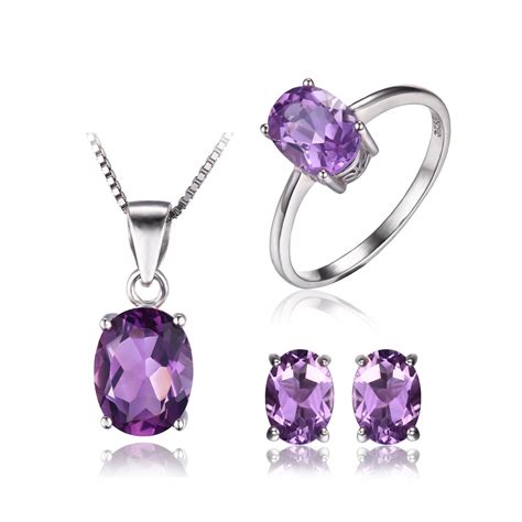 JewelryPalace Amethyst Sets Ring Pendant Necklace Stud Earrings 925 ...