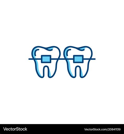 Dental braces icon orthodontic teeth line icons Vector Image