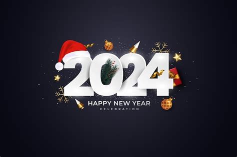 Premium Vector | Happy New Year 2024 2024 new year celebration concept for greeting card banner ...