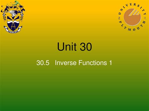 Unit 30 Functions Presentation 1 Functions, Mappings and Domains 1 ...