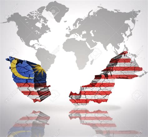 Map of Malaysia with Malaysian Flag on a world map background | Malaysian flag, Malaysia flag ...