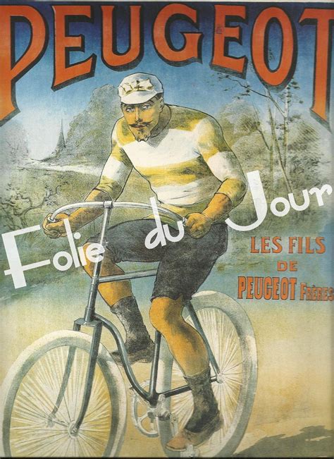 Antique French Advertising Poster for Peugeot Bicycle