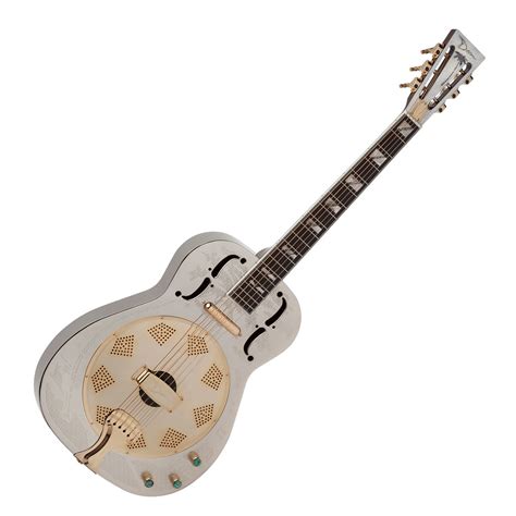 DISC Dean Resonator Thin Body Electric Resonator, Chrome/Gold at Gear4music