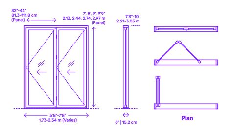 Bifold Exterior Door - 2 Panels Dimensions & Drawings | Dimensions.com