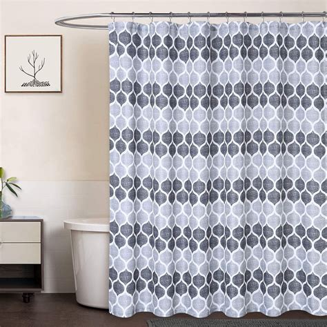 Mulanimo Grey Fabric Shower Curtain, Moroccan Geometric Ogee Patterned ...