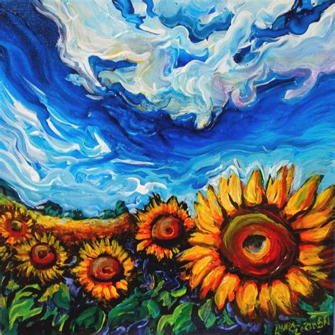 Ukraine Sunflower Fields Painting by Laura Zerebeski - Pixels