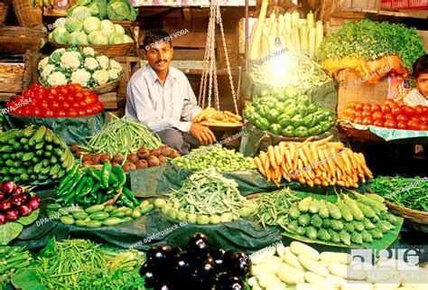 vegetable seller in market , mumbai bombay , maharashtra , india , NO ...