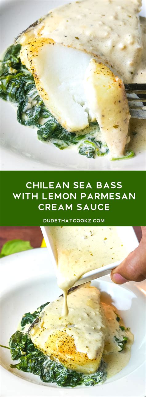 Foil Baked Chilean Sea Bass with Lemon Parmesan Cream Sauce | Dude That Cookz