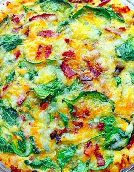 Spinach and Bacon Hash Brown Quiche - Faxo