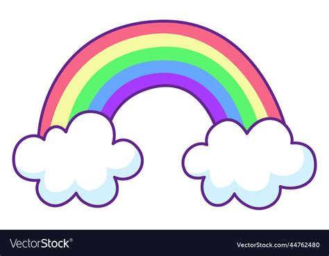 Rainbow clouds icon cute magic color drawing Vector Image