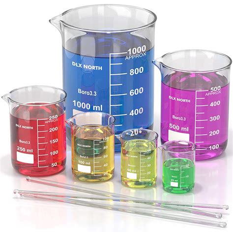 14 5ml-200ml Lab Borosilicate Glass Beaker Heat-resist Scaled Measuring ...