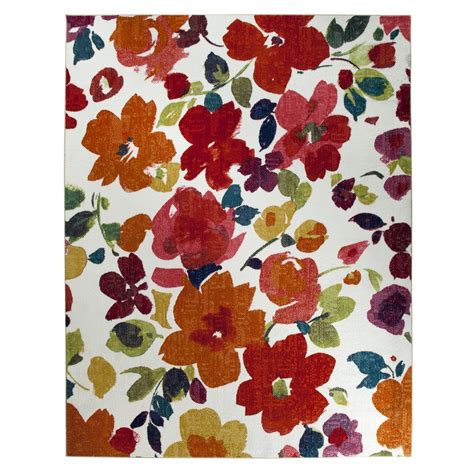 Shop Mohawk Home Bright Floral White Rectangular Indoor Tufted Area Rug (Common: 5 x 8; Actual ...