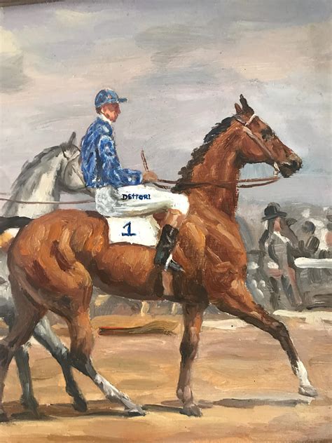 Beautiful Nelson Aquini Horse Racing Painting Of Frankie Detroit