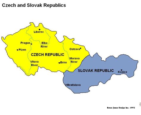 Tsjekkia og slovakia kart - Kart over tsjekkia og slovakia (Øst-Europa ...