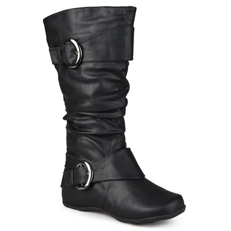 Journee Collection Womens Wide Calf Slouchy Buckle Detail Boots | eBay