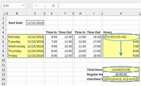 50 Excel Formula For Time Card