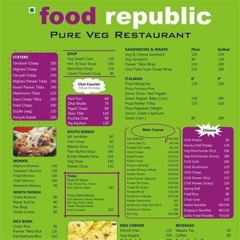 Menu at Food Republic, Faridabad