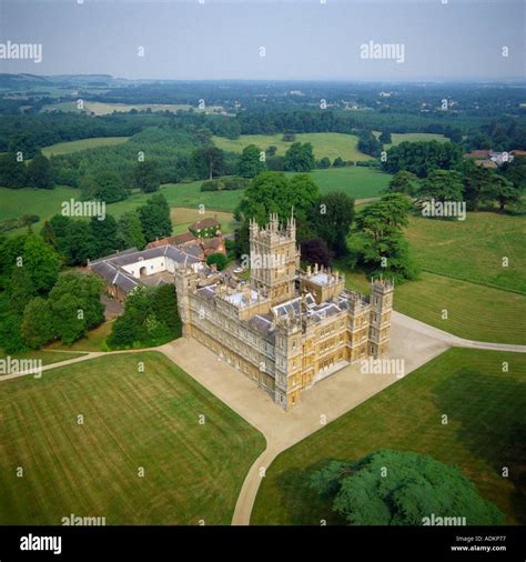 Highclere Castle Hampshire UK aerial view home of Lord Caernarvon Stock Photo: 4389494 - Alamy