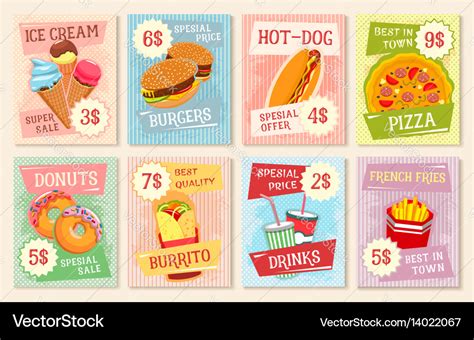 Fast food lunch menu poster template Royalty Free Vector