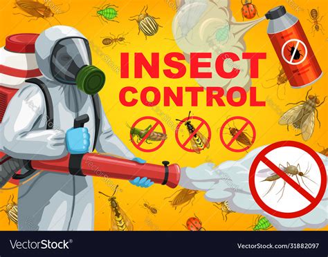 Pest control service exterminator insects bugs Vector Image