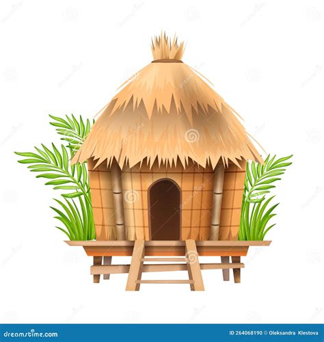 Nipa Hut Summer Coloring Page For Kids Vector Illustration | CartoonDealer.com #285068188