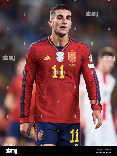 Ferran Torres of Spain in action during the UEFA Euro 2024 Qualifying match between Spain and ...